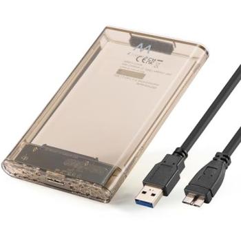 Carcasa Externa Ewent EW7069 para Disco Duro SSD de 2.5 SATA, USB 3.2 Gen1, Transparente, Instalación Sin Herramientas, Velocidad 5 Gbps, Compatible con