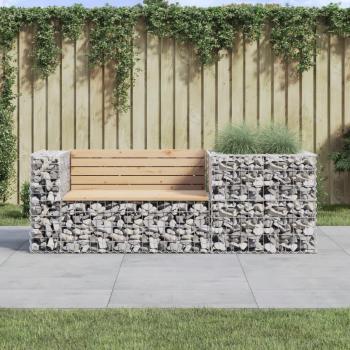 Garden Bench with Gabion Basket Solid Pine Wood