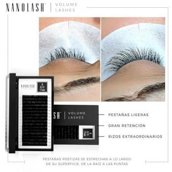 Set de pestañas postizas Nanolash VOLUME LASHES Extensiones 9 mm, características: 0.05 D, longitud de 9 mm, ideal para extensiones de pestañas de volumen, incluye una pieza