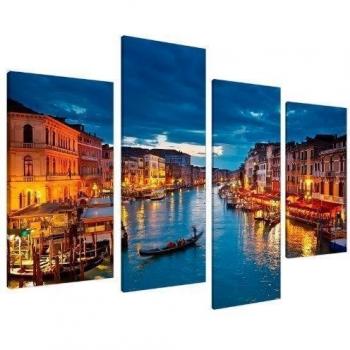 Cuadros en Lienzo Grande Venecia Azul Italia Set Cuadros XL 130cm - 4068