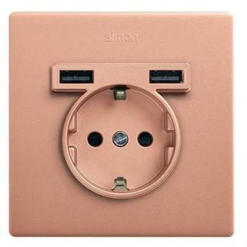 Kit Monoblock Schuko Simon 270 con 2 Cargadores USB, 1 Elemento, Color Cobre