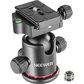 Neewer Pro Meta Cabeza de Bola de Trípode 360 Grados Giratorio Panorámico con Placa Rápida de Zapata de 1/4 Pulgada para Trípode, Monopie, Resbalador, Cámara DSLR, Cámara de Vídeo
