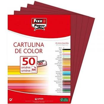 Fixo Paper 11110350 – Paquete de cartulinas A4 – 50 unidades color granate, 180g