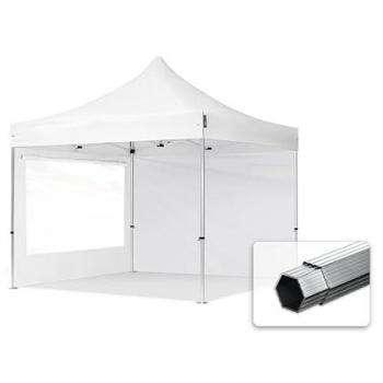 Carpa Plegable 3x3m Profesional Aluminio 40mm con Laterales y Ventanas Panorámicas, Blanco