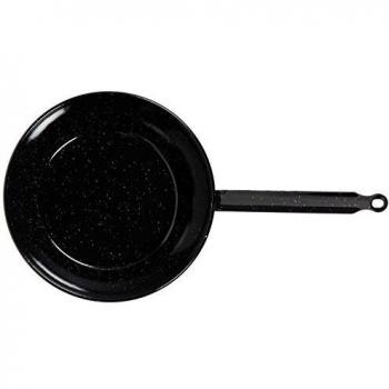 Sartén Honda Esmaltada de Acero Inoxidable con Mango, 22 cm, Color Negro - La Valenciana