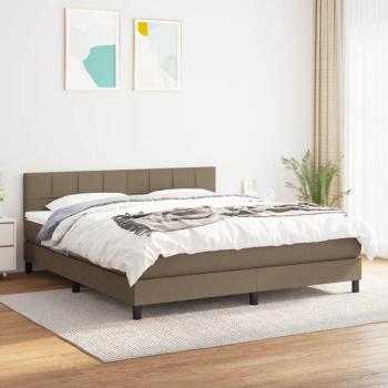 Cama box spring con colchón de tela gris taupe 160x200 cm