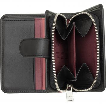 Dudu - Cartera pequeña de mujer de piel con botón y cremallera, monedero compacto con cierre de botón, titular de billetes, titular de la tarjeta y protección RFID
