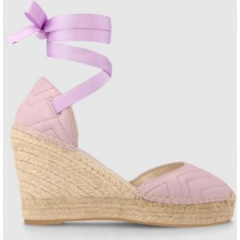Alpargatas de cuña de mujer Lodi en piel acolchada color lavanda