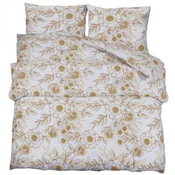 Juego de edredón y funda nórdica en algodón blanco y marrón 200x220 cm