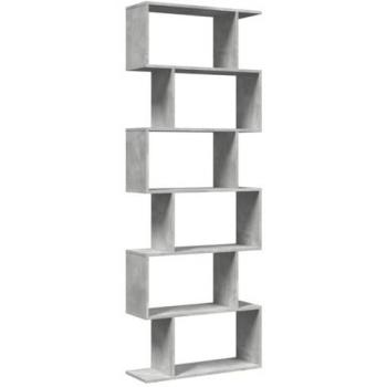 Librería divisora 6 niveles madera gris hormigón 70x24x193 cm