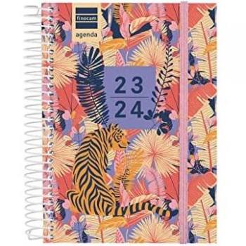 Finocam Agenda Escolar Secundaria 1/8 Espiral Tiger 2023-2024 Día Página 120x164mm Multilingüe