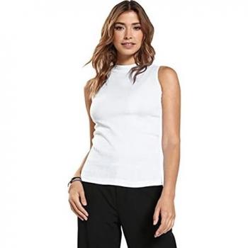 Camiseta canalé sin Mangas Cuello semicisne Mujer - 001474