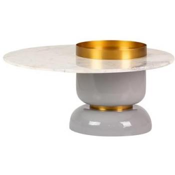 Mesa Centro Marmol Metal Negro 79x79x41 Cm - Diseño Elegante - Alta Calidad