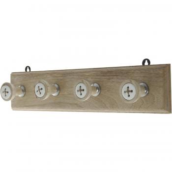 SuskaRegalos-Perchero de Pared Botones en Madera 4 Ganchos Cerámica