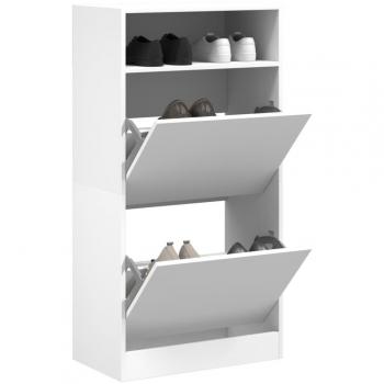 Zapatero de madera multicapa blanco 60x34x116 cm