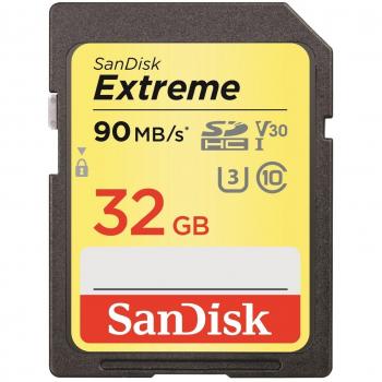 SanDisk Extreme SDHC Tarjeta de memoria de 32 GB con hasta 90 MB/s, Class 10 y U3 y V30