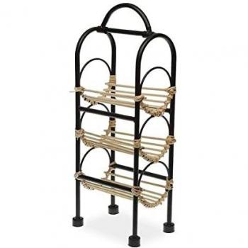 Botellero Redondo Versa Metal Ratán Madera MDF (18 x 12 x 43,5 cm)