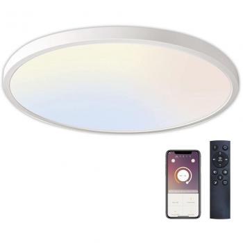Plafón LED KRAMFOR 48W Superficie ⦰500mm CCT Bluetooth + Mando RF Blanco Blanco Dual