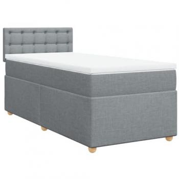 Cama Box Spring con colchón Tela Gris Claro 90x200 cm