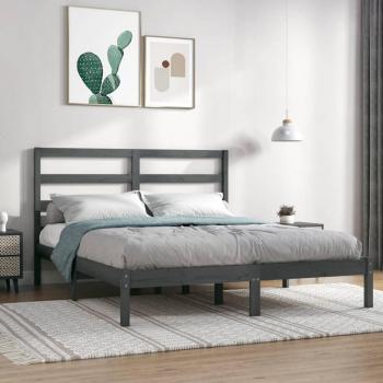 Cama de pino gris 120x200 cm, estructura de cama de madera maciza, dimensiones 120x200 cm