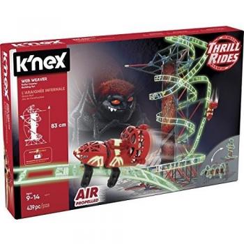 K'nex Thrill Rides Montaña Rusa Web Weaver. Juego de Construcción con Motor. Brilla en la Oscuridad. Knex 399 Piezas 2 Posiciones Fluorescente