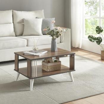 Mesa de Centro Århus Aglomerado/Plástico 40 x 70 x 50 cm Efecto Roble/Antracita con Estante