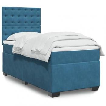 Cama box spring con colchón terciopelo azul 90x190 cm Vidaxl Azul