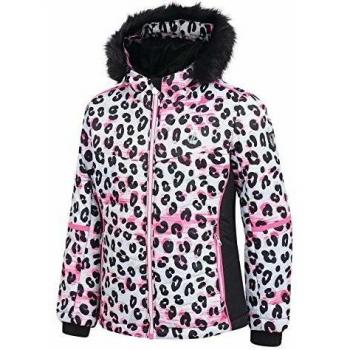Dare 2b Elusive Waterproof & Breathable High Loft Insulated Ski & Snowboard Jacket with Faux Fur Hood and Snowskirt Chaquetas aislantes Impermeables, niña, White Leopard, 11-12 años
