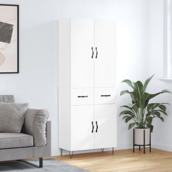 Aparador alto blanco de madera multicapa 69,5x34x180 cm