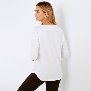 venca Camiseta de Corte Cuadrado y Manga Larga by Vencastyle,Blanco,3XL