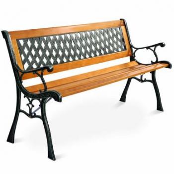 Black Natural Wood 49.5 Outdoor Patio Bench for 2 People