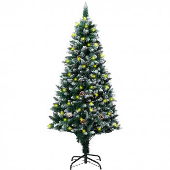 Artificial Christmas Tree with LED Lights, Pine Cones, and Snow - 150 cm