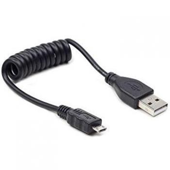 Cable USB en espiral Micro-USB, 0.6 m, negro