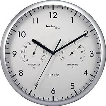 Technoline Wt 650 - Reloj de Pared con Termómetro Y Medidor de Humedad, plata