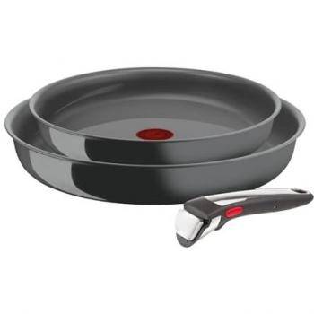 Juego de Sartenes Tefal Ingenio Renew L2619102 - 3 Piezas, Mango Extraíble, Inducción, Revestimiento Cerámico Antiadherente, Eco-Diseñado