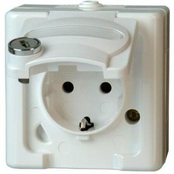 Toma de corriente simple para ambientes húmedos con cerradura Kopp EL FRW SKDO1SZ