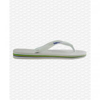 Chanclas Havaianas Brasil Logo White - Zapatilla Hombre, color blanco, diseño con logo de Brasil, suela de goma, plantilla cómoda, estilo casual y ligero