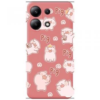 Funda Silicona Líquida Rosa con Diseño de Cerdos para Xiaomi Redmi Note 13 4G