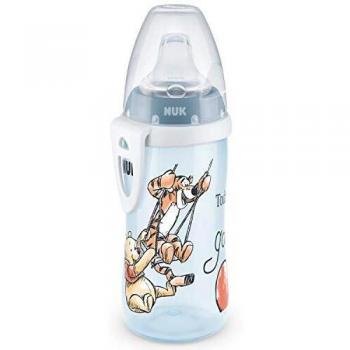NUK Active Cup Vaso para aprender a beber | 12 meses | Boquilla antigoteo | Clip & Tapa protectora | Libre de BPA | 300 ml | Disney Winnie the Pooh | Azul