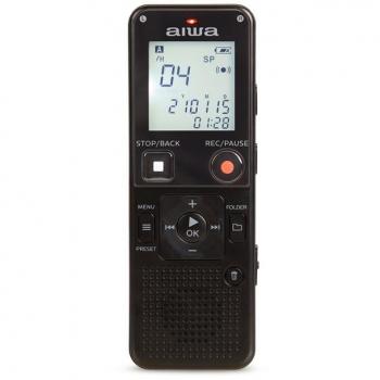 Grabadora de Voz Digital AIWA DVR-A600 con Micrófono Estéreo y Memoria Interna de 16 GB - Color Negro