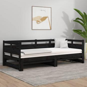 Sofá cama extraíble negro de madera maciza de pino 2x(80x200) cm