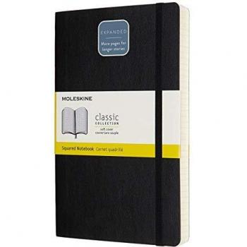 Cuaderno Moleskine Clásico Expandido Grande Tapa Blanda Cuadros Negro 400 Páginas