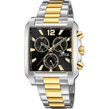 Reloj Lotus Chrono 18852/4 para Hombre con Esfera Negra y Pulsera de Acero Multicolor