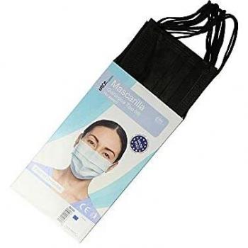 Inca Mascarilla quirúrgica Tipo IIR Color Negro pack 10 unidades 51 g
