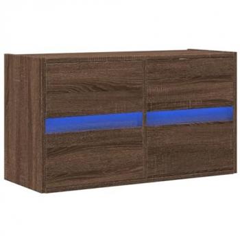 Mueble de TV de pared con luces LED marrón roble 80x31x45 cm