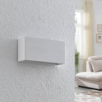 Aplique de pared moderno Lindby Mavora en yeso blanco, angular, hecho de cerámica y arcilla, con dos llamas G9 para salón y comedor