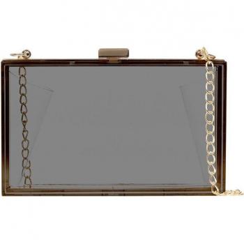 Villalfonsina bolso Clutch de mano de metacrilato transparente con cadena