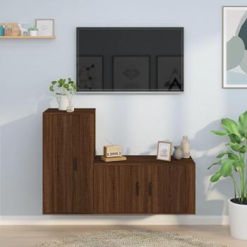 Set de muebles para TV 2 piezas marrón madera roble multicapa