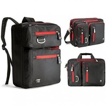 Evecase Mochila para Portátil 15,6 pulgadas, Bolsa Multifuncional, Negra y Roja