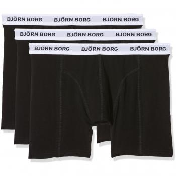 Björn Borg Men's 3-Pack Contrast Solids Boxer Shorts, Black, Size: XL